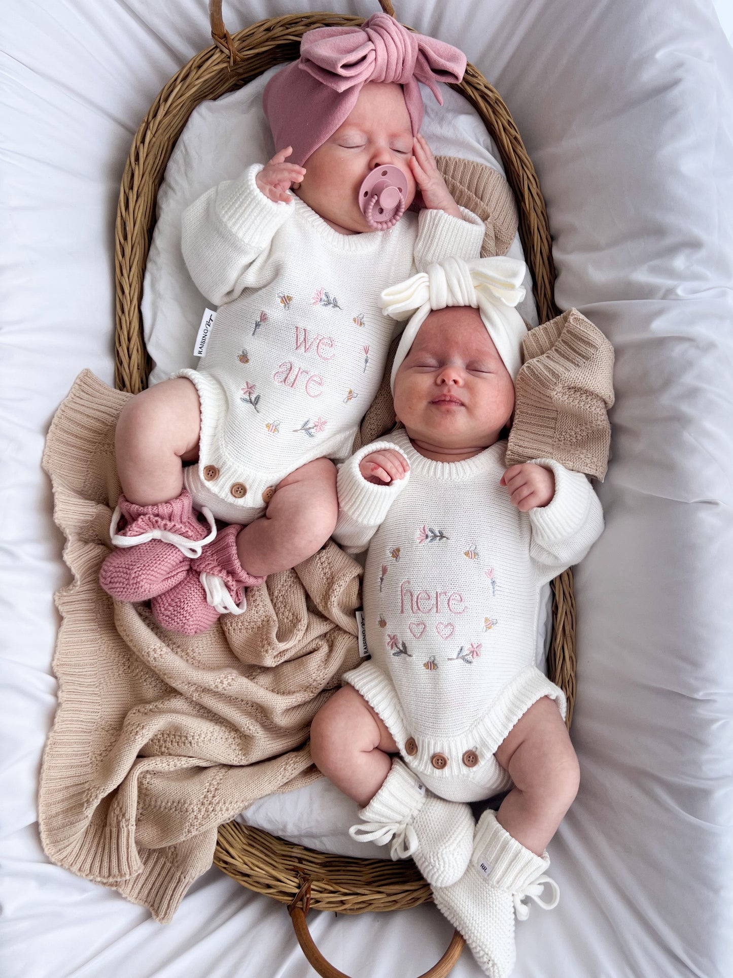 Twins Announcement Rompers | Set of 2 | Newborn