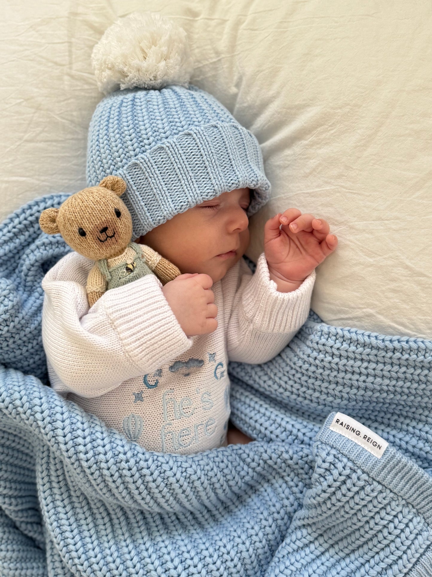 He’s Here Announcement Romper | Cloud | Coconut